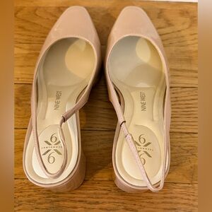 Nine West Blush Patent Slingback Block Heels